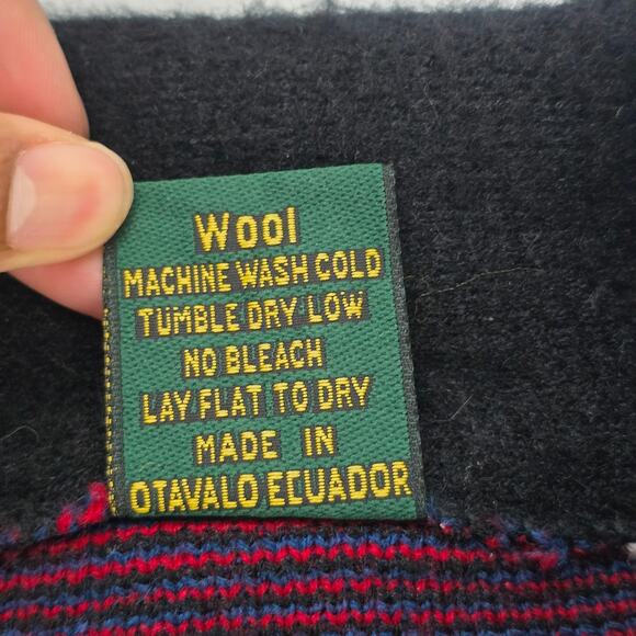 Ruminahui Men’s Wool Full Zip Sweater Jacket USA Flag Black Red Ecuador‎ L/XL - Picture 6 of 7